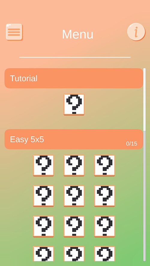 A screenshot of the puzzle menu