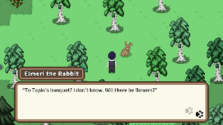 Player inviting a rabbit to a party
