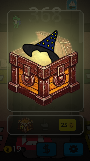 Loot box aukeaa ja sisältä loistaa valoa ja kuvan keskellä on velhonhattu