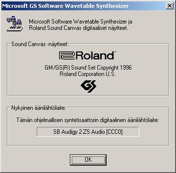 Windows XP:n virtuaalinen MIDI-toistin