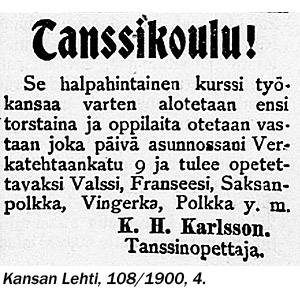 Tansskikoululimoitus 1900