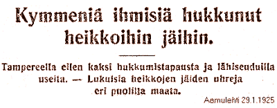 Otsikko Aamulehdessä 29.1.1925