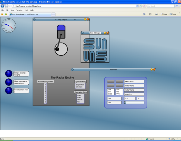 Lively Kernel executed in Internet Explorer