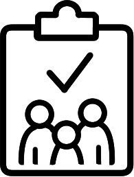 Kirjoituslevy, jossa on perhe ja oikein-merkki