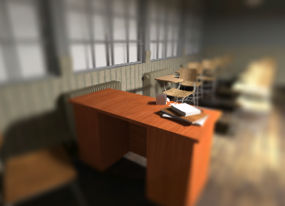 Classroom scene with the central area in focus and the periphery blurred